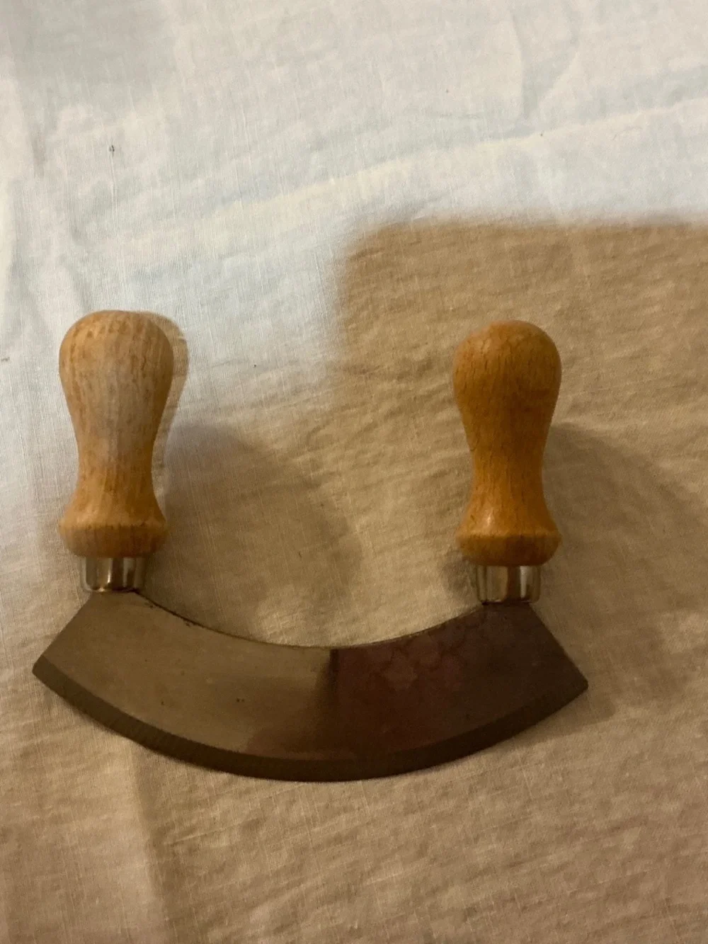 Vintage German Rostfrei Single Blade Mezzaluna Mincing Knife Solingen 1960-1980